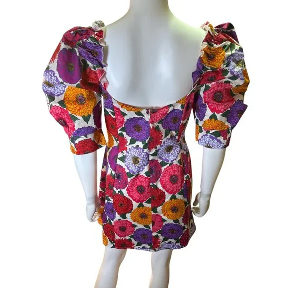 La DoubleJ Made In Italy Mini Sexy Dress Floral Print Spring Summer Size M EUC - Picture 4 of 6